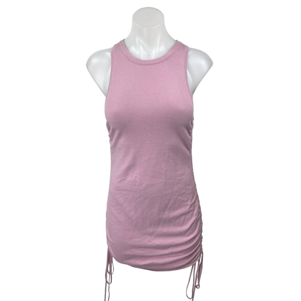 525 Pink Knit Sleeveless Ruched Tie Cami Camisole Mini Tank Sweater Dress Size S